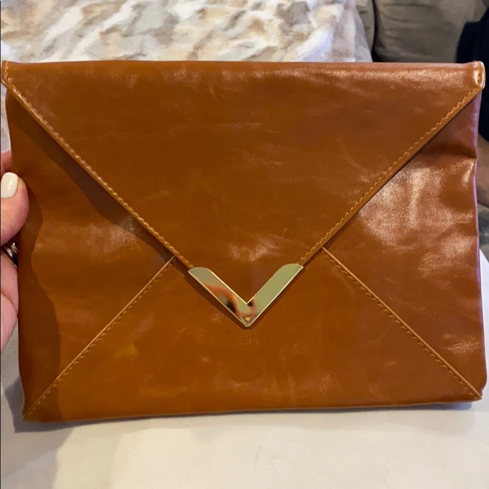Nordstrom Faux leather  Brown envelope Clutch